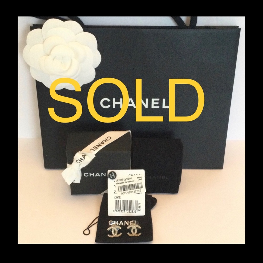 Sold!  Chanel Crystal CC Earrings
